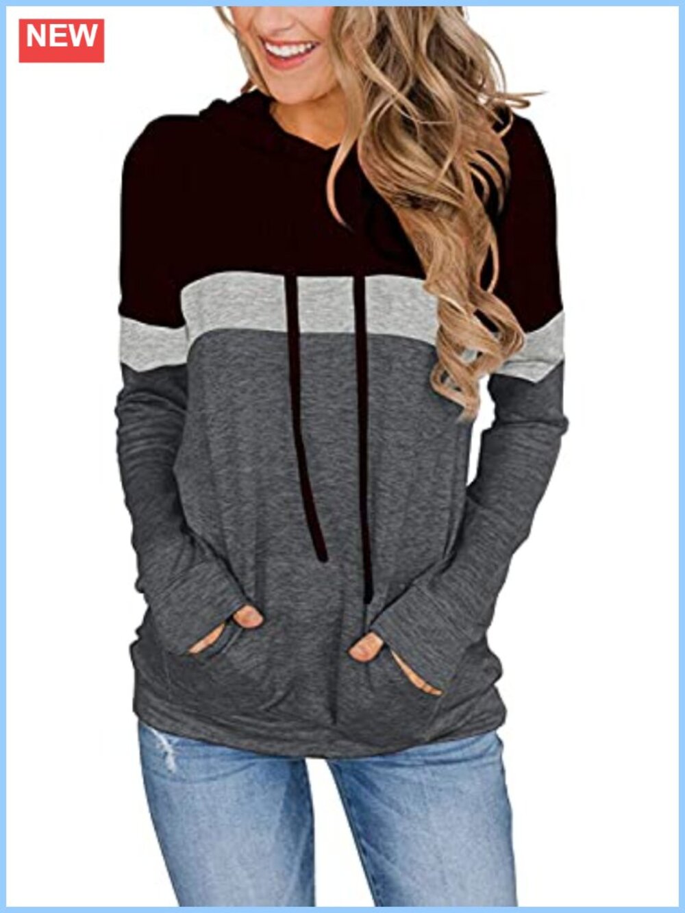Lylinan Women's Long Sleeve Hoodie Color Block Pullover Casual Sweatshirt